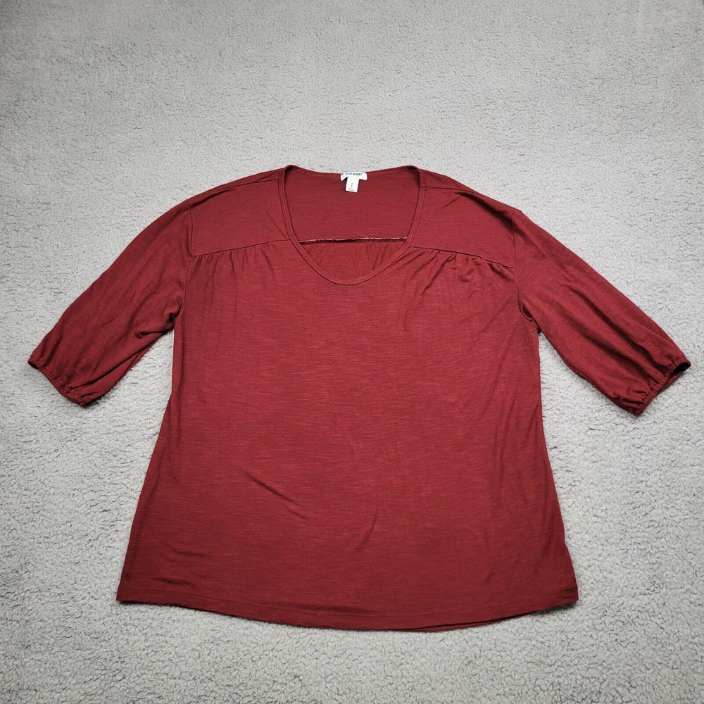 Old Navy Womens Shirt Large Red Maroon 1/2 Sleeve Pullover Top